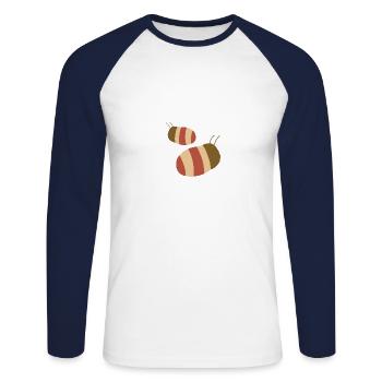 Hummeln Insekten Bunt - Unisex Baseballshirt langarm - Weiß/Navy - Vorne - Nik (191cm)