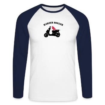 Harzer Roller - Unisex Long Sleeve Baseball T-Shirt - white/navy - Front - Nik (191cm)