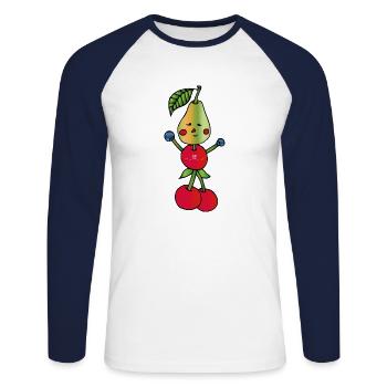Sporty fruit - Unisex Long Sleeve Baseball T-Shirt - white/navy - Front - Nik (191cm)