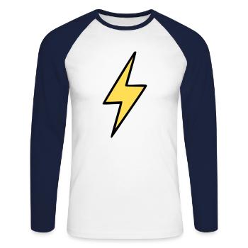 Emoji Flash Sketch Couleur - T-shirt baseball manches longues Homme - blanc/marine - Devant - Nik (191cm)