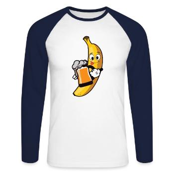 Funny Beer Saying Gift Banana Beer Nane - Unisex Long Sleeve Baseball T-Shirt - white/navy - Front - Nik (191cm)