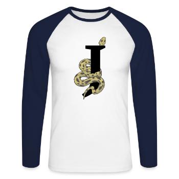 Letter j snake - Unisex Long Sleeve Baseball T-Shirt - white/navy - Front - Nik (191cm)