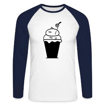 Ice Sundae - Unisex Long Sleeve Baseball T-Shirt - white/navy - Front - Nik (191cm)