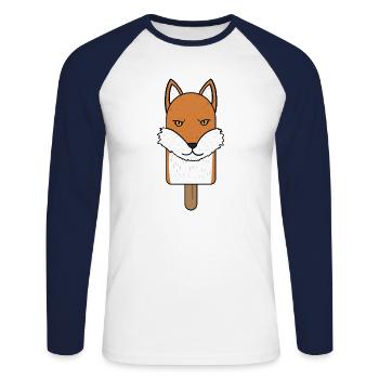Fox Head Popsicle - Unisex Long Sleeve Baseball T-Shirt - white/navy - Front - Nik (191cm)