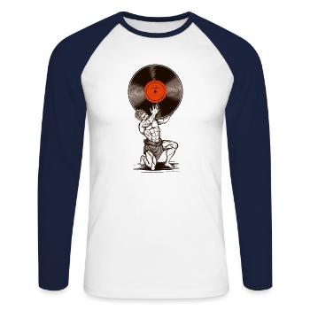 vinyl statue - Unisex Long Sleeve Baseball T-Shirt - white/navy - Front - Nik (191cm)