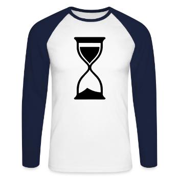 hourglass - Unisex Long Sleeve Baseball T-Shirt - white/navy - Front - Nik (191cm)