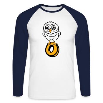 hibou lettre o hibou anglais ABC apprendre oiseau hibou aigle hibou - T-shirt baseball manches longues Homme - blanc/marine - Devant - Nik (191cm)
