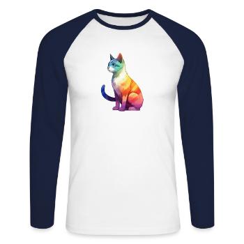 Pride Cat - Unisex Baseballshirt langarm - Weiß/Navy - Vorne - Nik (191cm)