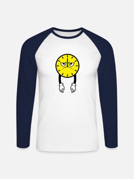 Uhr Uhr Uhrzeitprime Müdigkeit - Unisex Baseballshirt langarm - Weiß/Navy