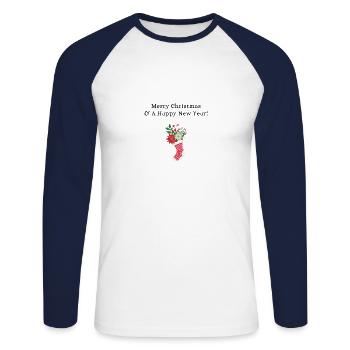Merry Christmas - Unisex Long Sleeve Baseball T-Shirt - white/navy - Front - Nik (191cm)