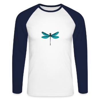 libellule - T-shirt baseball manches longues Homme - blanc/marine - Devant - Nik (191cm)