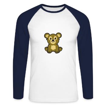 cute bear - T-shirt baseball manches longues Homme - blanc/marine - Devant - Nik (191cm)