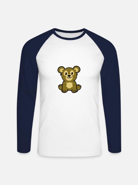 Cute bear - Unisex Long Sleeve Baseball T-Shirt - white/navy