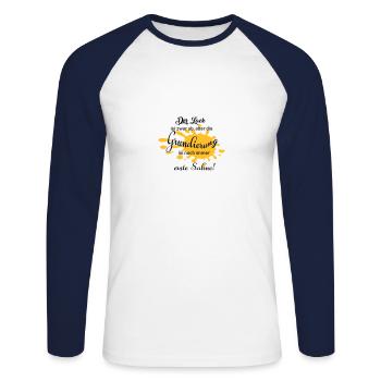Der Lack ist zwar ab, aber die Grundierung ... - Unisex Baseballshirt langarm - Weiß/Navy - Vorne - Nik (191cm)