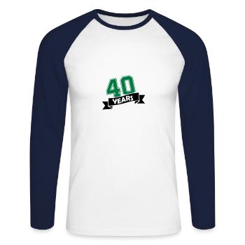 40 ans - T-shirt baseball manches longues Homme - blanc/marine - Devant - Nik (191cm)