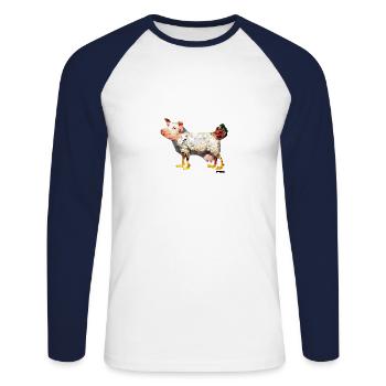 Egg-laying wool milk sow - Unisex Long Sleeve Baseball T-Shirt - white/navy - Front - Nik (191cm)