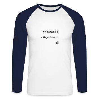 Les Bronzés font du ski / Humour / Réplique Culte - T-shirt baseball manches longues Homme - blanc/marine - Devant - Nik (191cm)