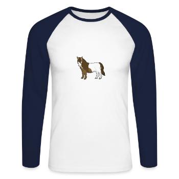 Shetlandpony 2 - Unisex Baseballshirt langarm - Weiß/Navy - Vorne - Nik (191cm)