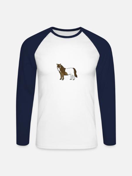 Shetland Pony 2 - Unisex Long Sleeve Baseball T-Shirt - white/navy