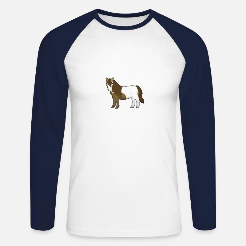 Shetlandpony 2 - Unisex Baseballshirt langarm - Weiß/Navy