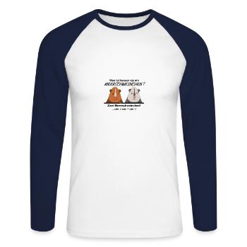 Was ist besser als ein Meerschweinchen - Geschenk - Unisex Baseballshirt langarm - Weiß/Navy - Vorne - Nik (191cm)