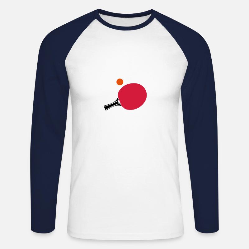tennistable racket pingpong ball racket2 - Unisex Long Sleeve Baseball T-Shirt - white/navy