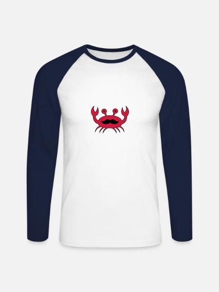 krabe mit mustache - Unisex Baseballshirt langarm - Weiß/Navy