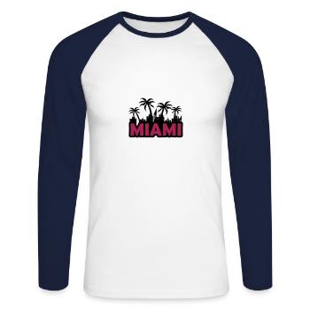miami - Unisex Baseballshirt langarm - Weiß/Navy - Vorne - Nik (191cm)