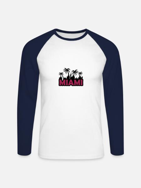 miami - Unisex Baseballshirt langarm - Weiß/Navy