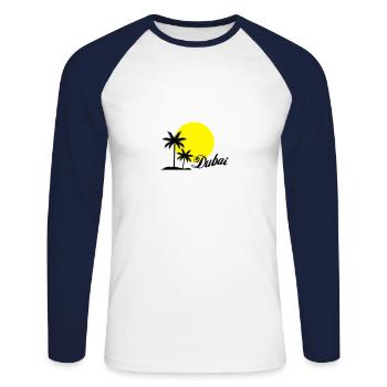 dubaï - T-shirt baseball manches longues Homme - blanc/marine - Devant - Nik (191cm)