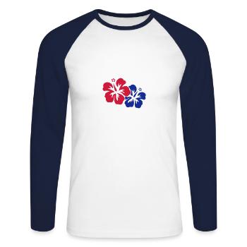 hawaii flower 2 - Unisex Long Sleeve Baseball T-Shirt - white/navy - Front - Nik (191cm)