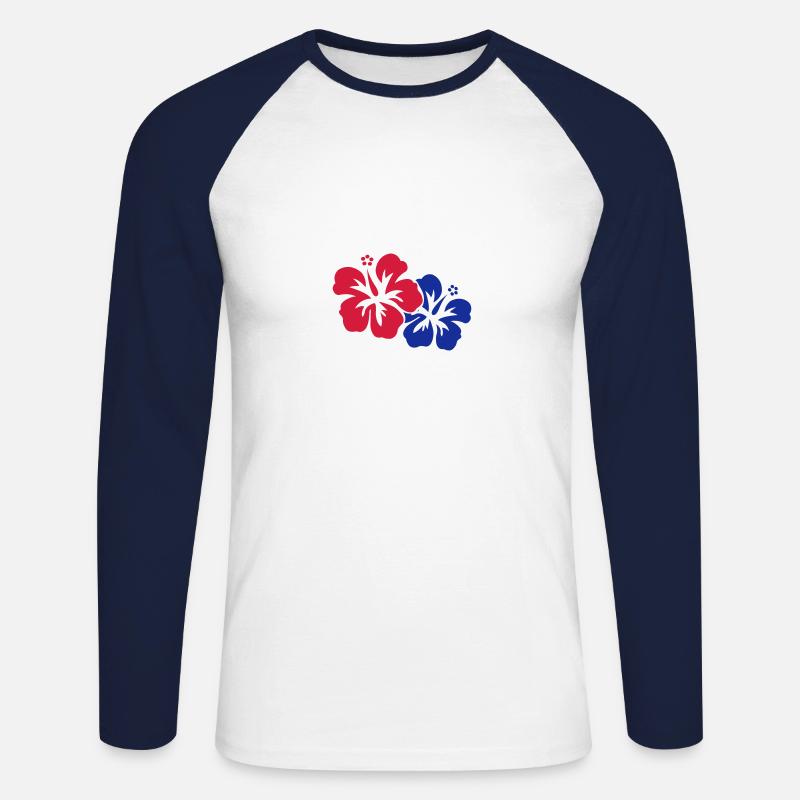 hawaii blume 2 - Unisex Baseballshirt langarm - Weiß/Navy