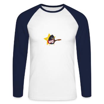 Penguin playing guitare - Unisex Long Sleeve Baseball T-Shirt - white/navy - Front - Nik (191cm)