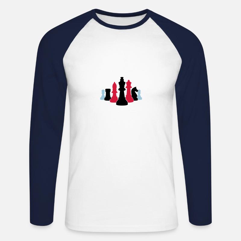 schach 002 - Unisex Baseballshirt langarm - Weiß/Navy