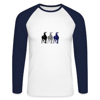 taille de pierre - T-shirt baseball manches longues Homme - blanc/marine - Devant - Nik (191cm)