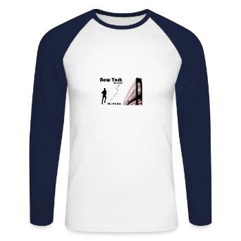 blockedTitle - Unisex Baseballshirt langarm - Weiß/Navy - Vorne - Nik (191cm)
