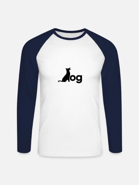 dog silhouette - Unisex Baseballshirt langarm - Weiß/Navy