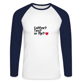 coffee tea or me - T-shirt baseball manches longues Homme - blanc/marine - Devant - Nik (191cm)