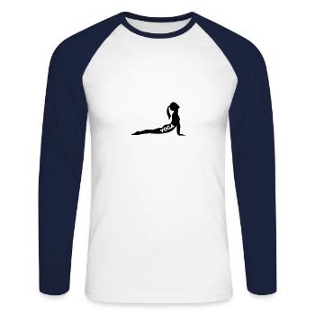 yoga frau - Unisex Baseballshirt langarm - Weiß/Navy - Vorne - Nik (191cm)