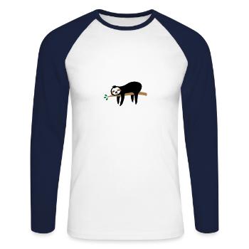 slap søvn 02 - Langærmet herre-baseballshirt - hvid/marineblå - Foran - Nik (191cm)