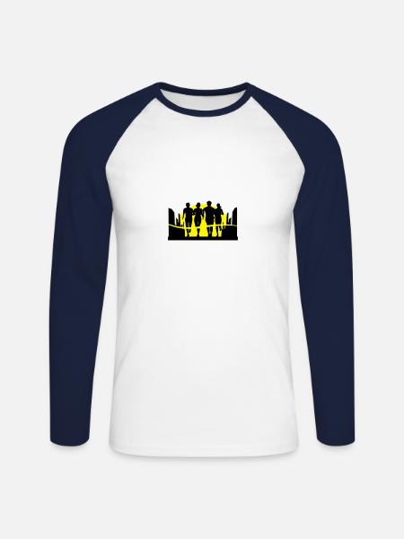 Løber, løb - Langærmet herre-baseballshirt - hvid/marineblå