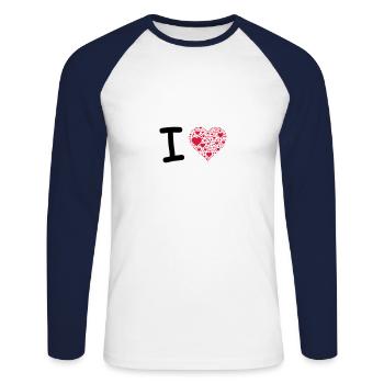 J'aime - T-shirt baseball manches longues Homme - blanc/marine - Devant - Nik (191cm)