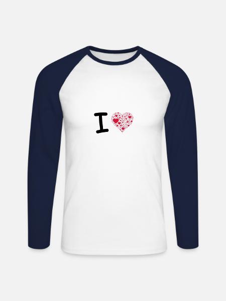 J'aime - T-shirt baseball manches longues Homme - blanc/marine