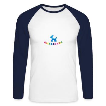 Balloon Animal Balloonatic - Unisex Baseballshirt langarm - Weiß/Navy - Vorne - Nik (191cm)