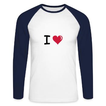 I love - T-shirt baseball manches longues Homme - blanc/marine - Devant - Nik (191cm)