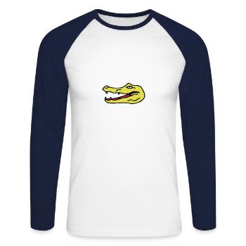 tete caiman crocodile - T-shirt baseball manches longues Homme - blanc/marine - Devant - Nik (191cm)
