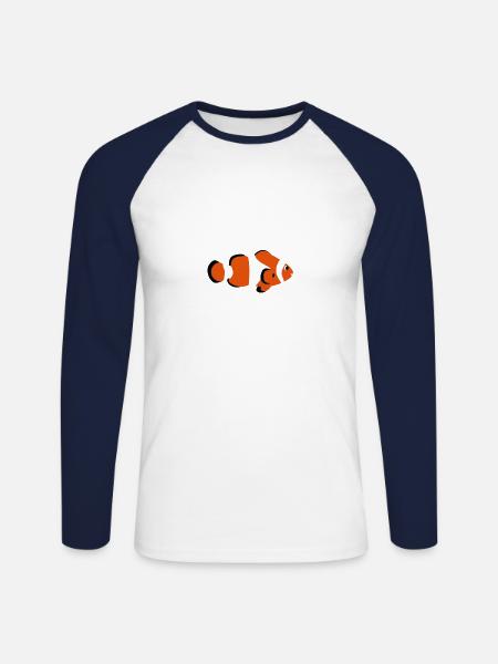 Clownsfisch Vektor - Unisex Baseballshirt langarm - Weiß/Navy