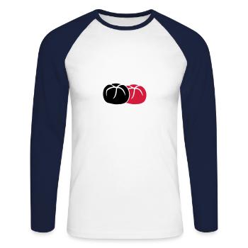 2 brooches 3 colors - Unisex Long Sleeve Baseball T-Shirt - white/navy - Front - Nik (191cm)