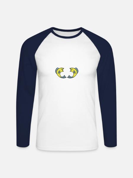 fische - Unisex Baseballshirt langarm - Weiß/Navy