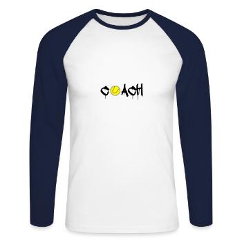 tennis coach - Unisex Long Sleeve Baseball T-Shirt - white/navy - Front - Nik (191cm)